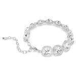 Una Angelic bracelet Cushion cut, White, Rhodium plated